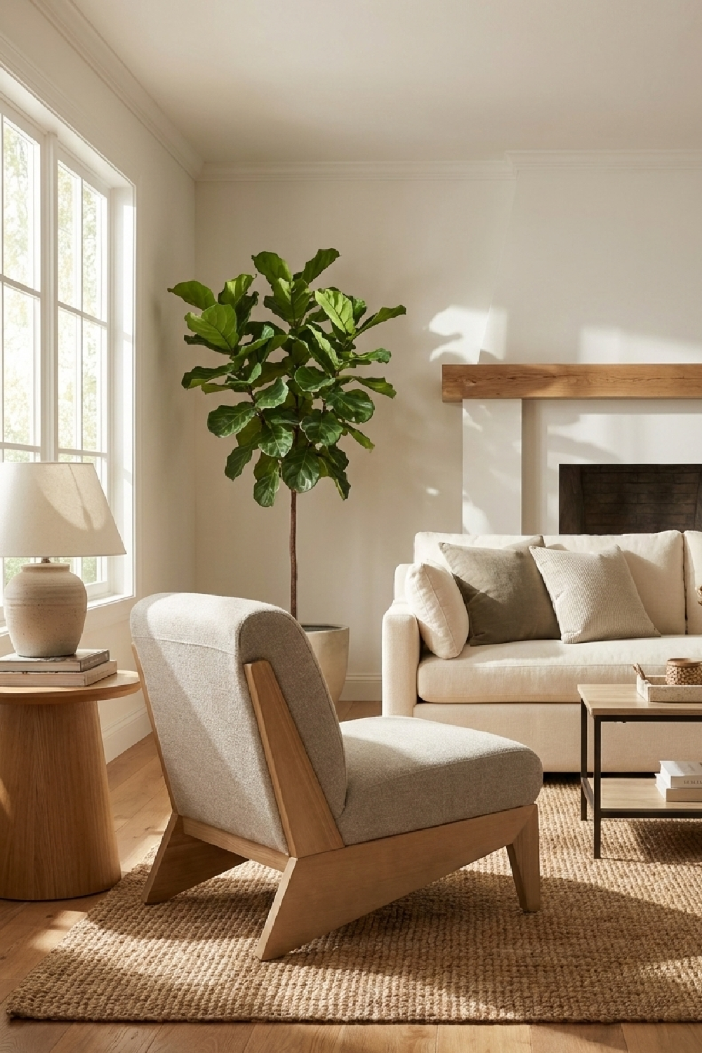   Wood Base Accent Chair | Oroa.com