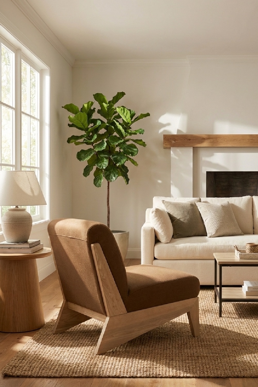   Wood Base Accent Chair | Oroa.com