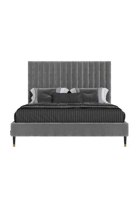   Gray Velvet Channel-Tufted Bed | Oroa.com