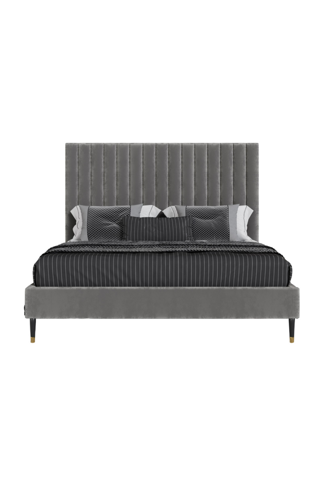 Gray Velvet Channel-Tufted Bed | OROA Modern Hemlock | Oroa.com