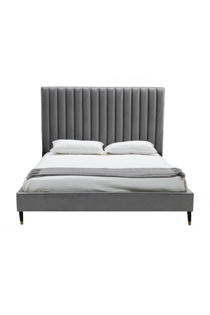   Gray Velvet Channel-Tufted Bed | Oroa.com