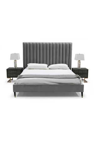   Gray Velvet Channel-Tufted Bed | Oroa.com