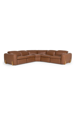   Brown Leather Sectional Recliner Sofa | Oroa.com