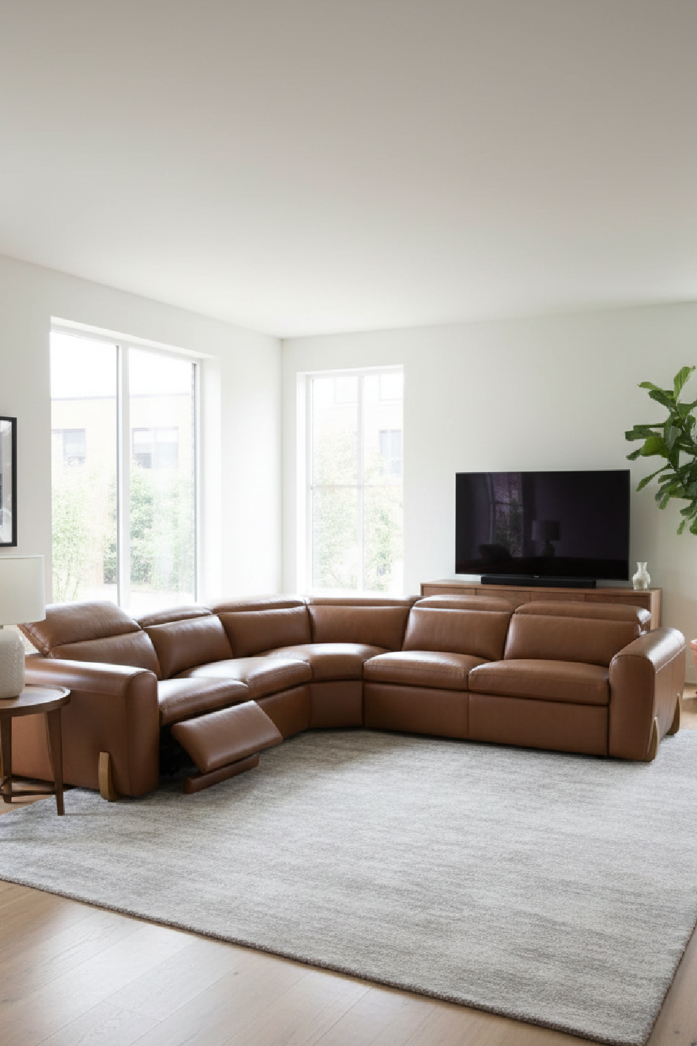   Brown Leather Sectional Recliner Sofa | Oroa.com