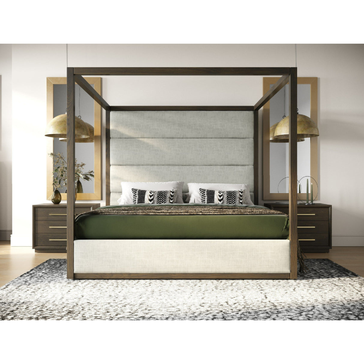   Brown Oak Canopy Bed | Oroa.com