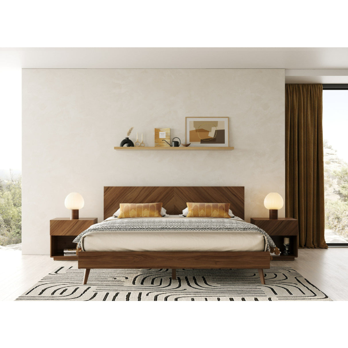   Walnut Veneer Bed | Oroa.com