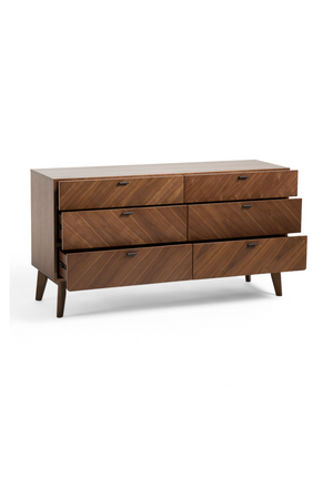   6-Drawer Walnut Veneer Dresser | Oroa.com