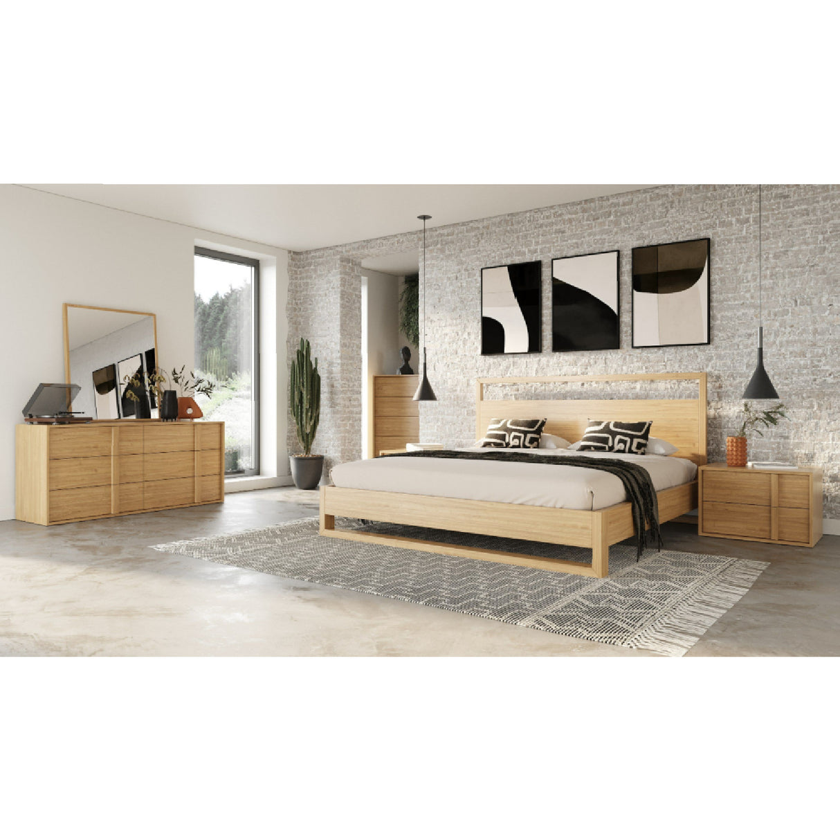   Natural Oak Minimalist Bed | Oroa.com