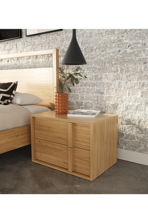   Warm Oak 2-Drawer Nightstand | Oroa.com