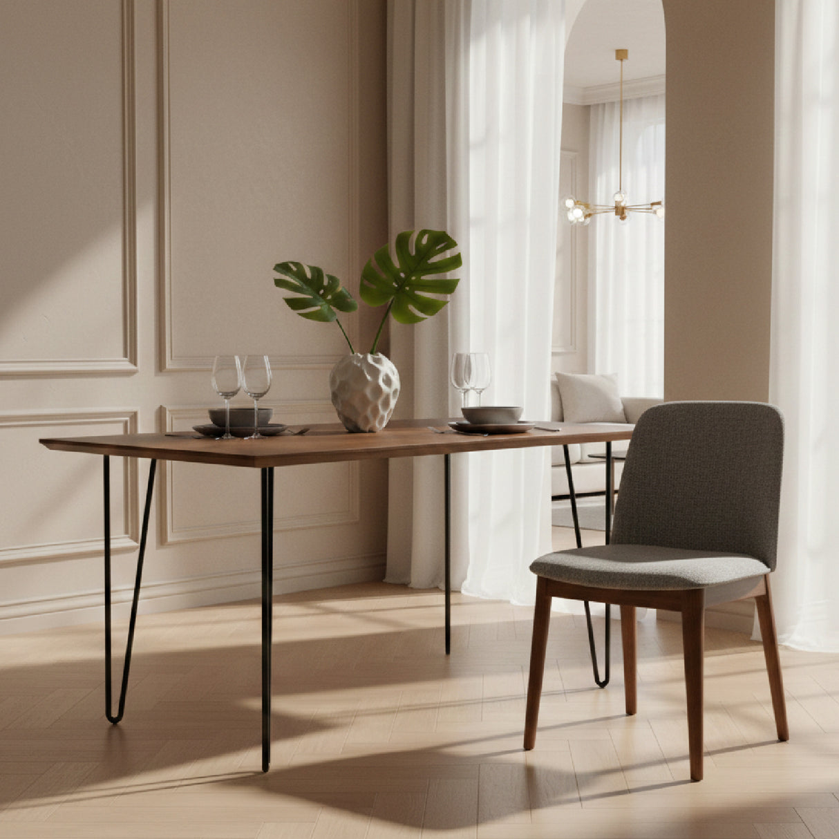   Gray Fabric Dining Chairs (2) | Oroa.com