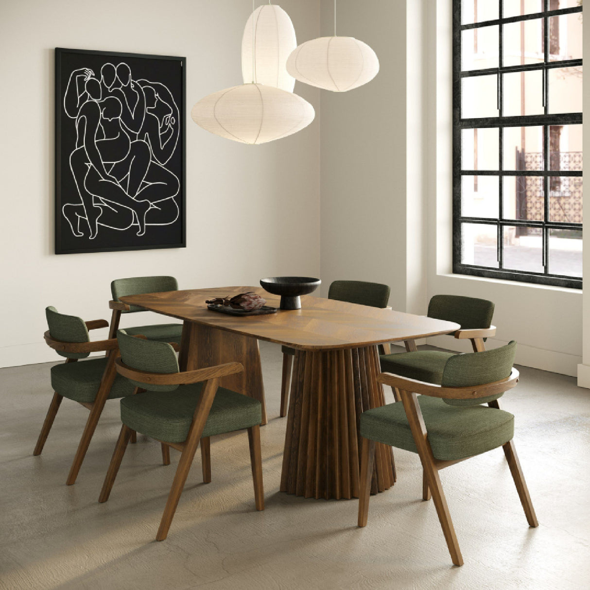   Herringbone Walnut Dining Table | Oroa.com