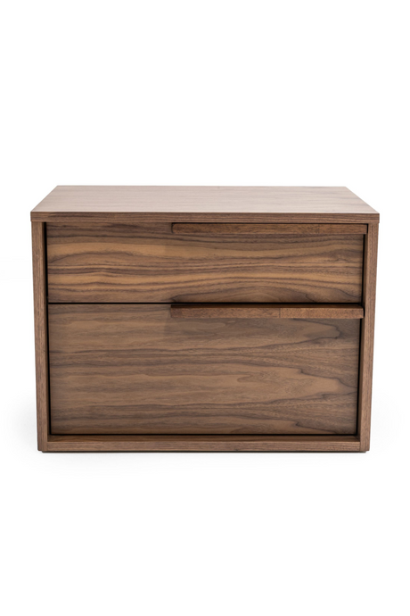   2-Drawer Walnut Veneer Nightstand | Oroa.com