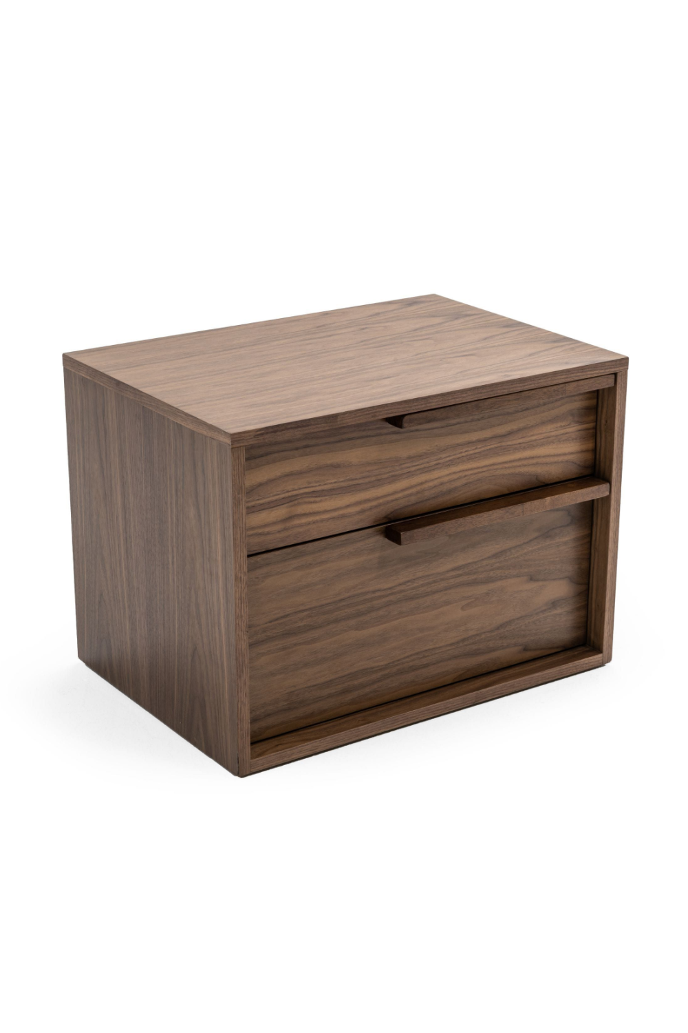   2-Drawer Walnut Veneer Nightstand | Oroa.com