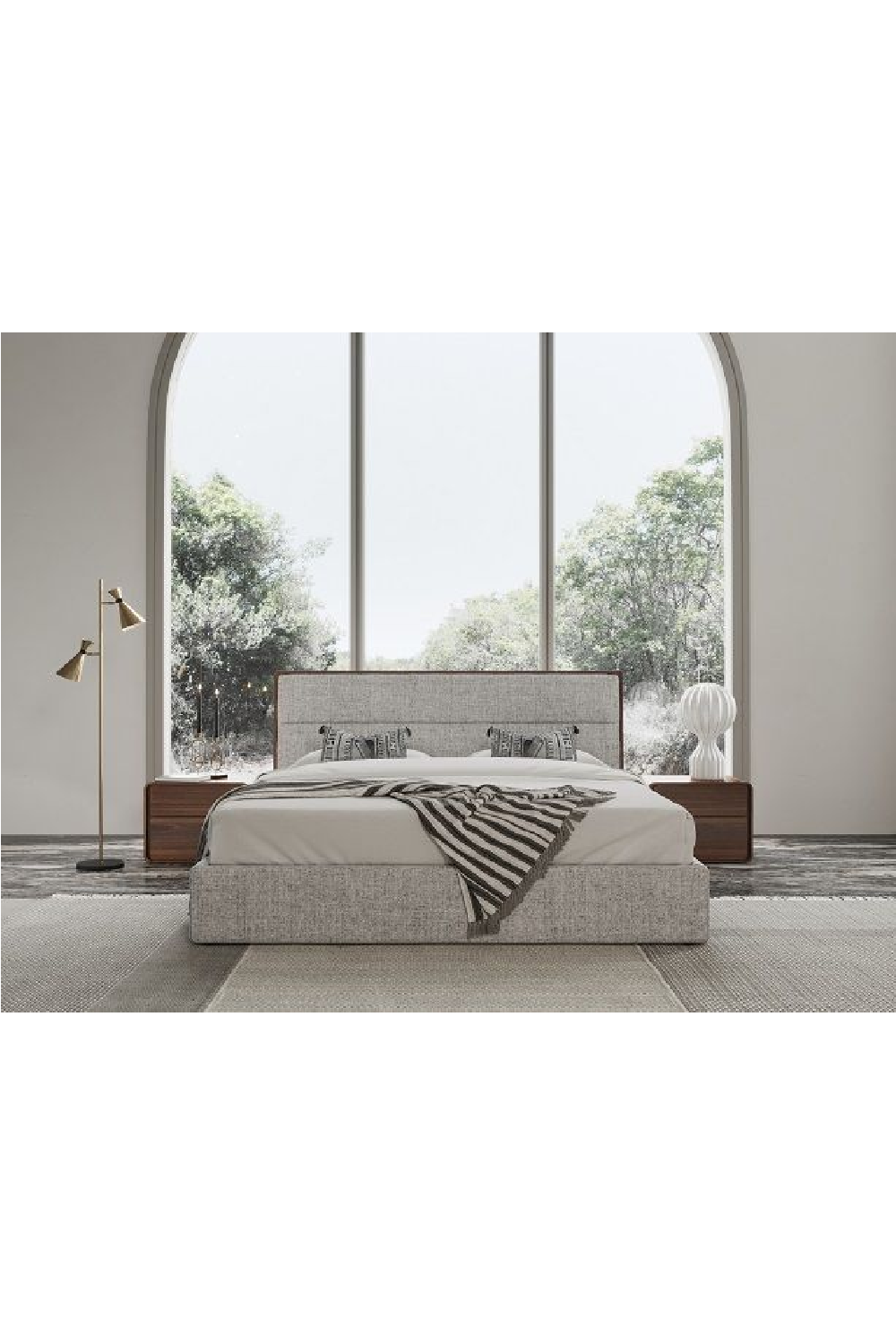   Gray Walnut-Trimmed Bed | Oroa.com