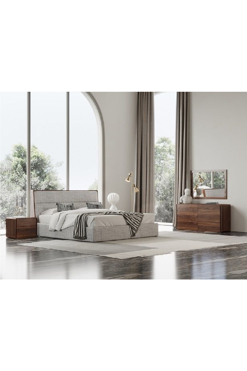   Gray Walnut-Trimmed Bed | Oroa.com