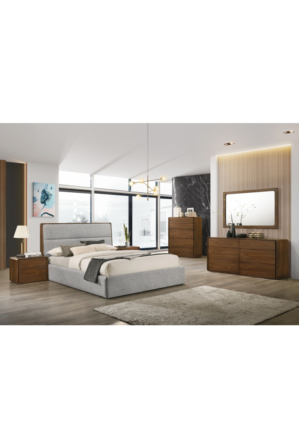   Gray Walnut-Trimmed Bed | Oroa.com
