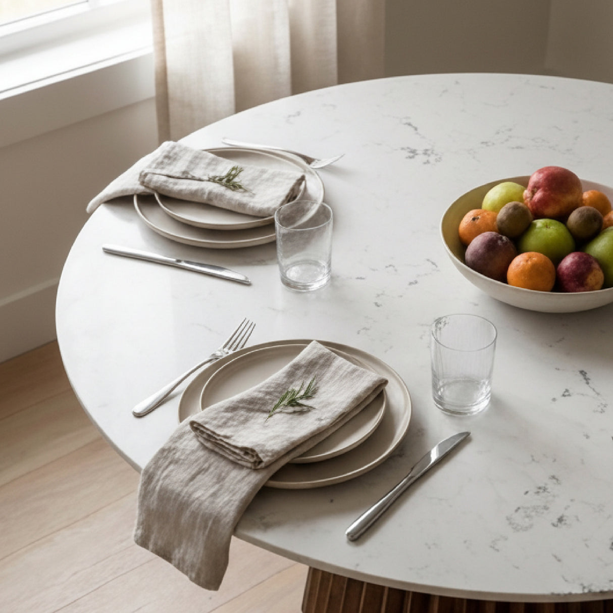   White Marble Round Dining Table | Oroa.com