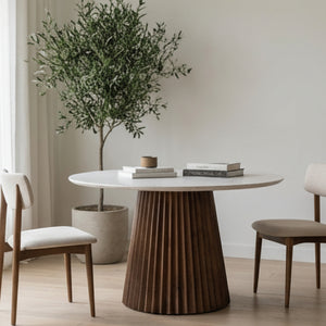   White Marble Round Dining Table | Oroa.com