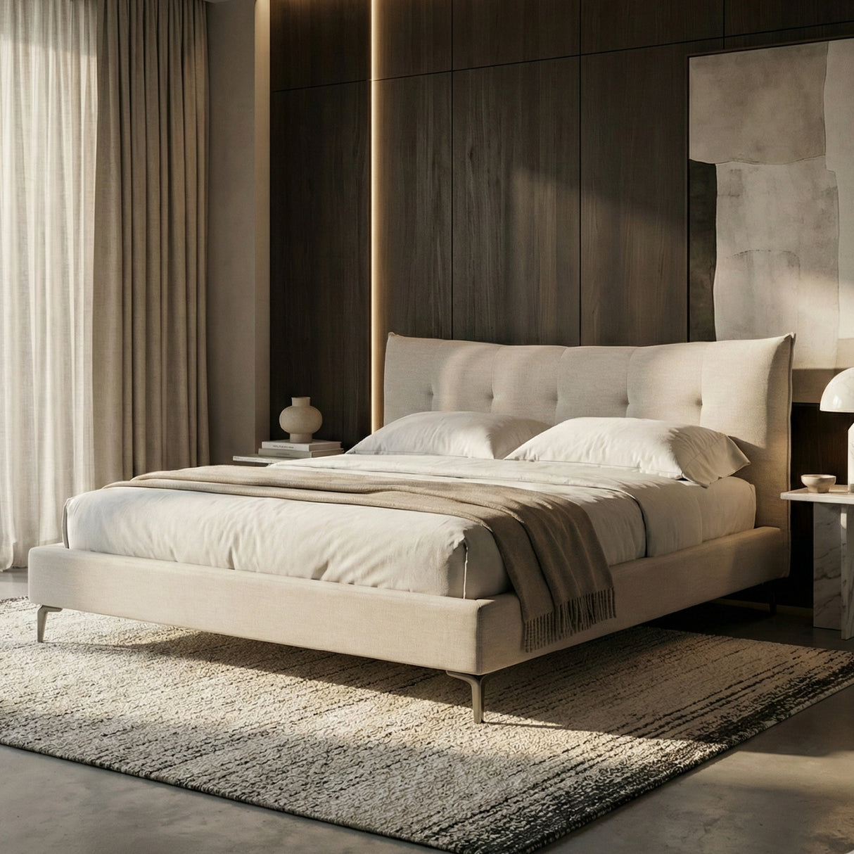   Gray Tufted Bed | Oroa.com