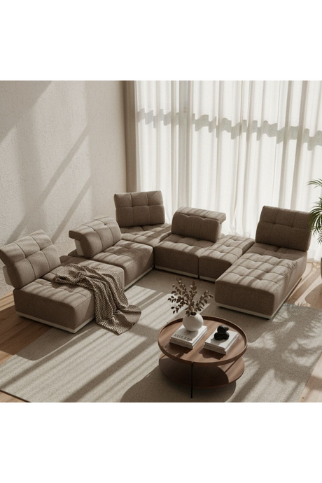   Brown Tufted Modular Sectional Sofa | Oroa.com