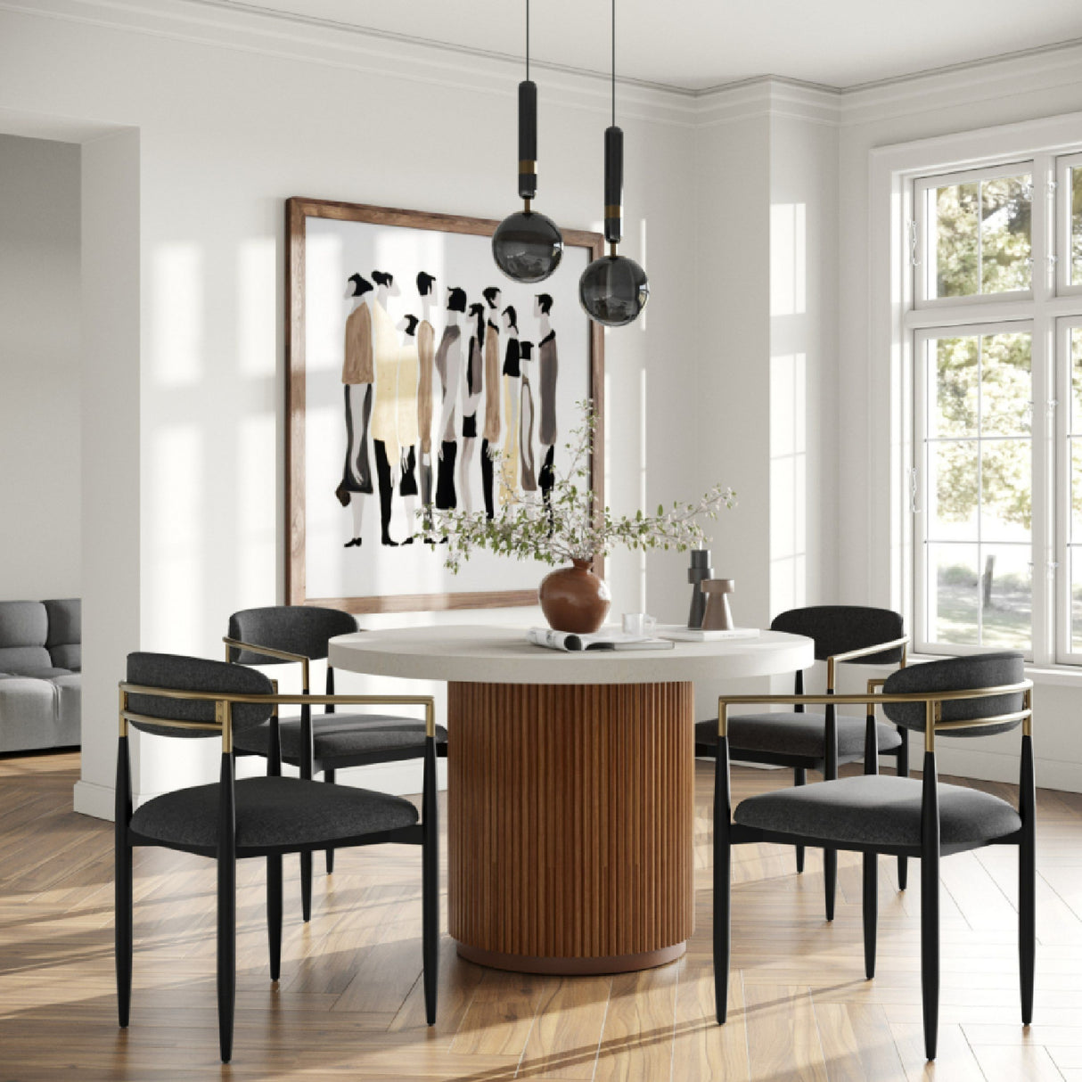   Fluted Wood Base Dining Table | Oroa.com