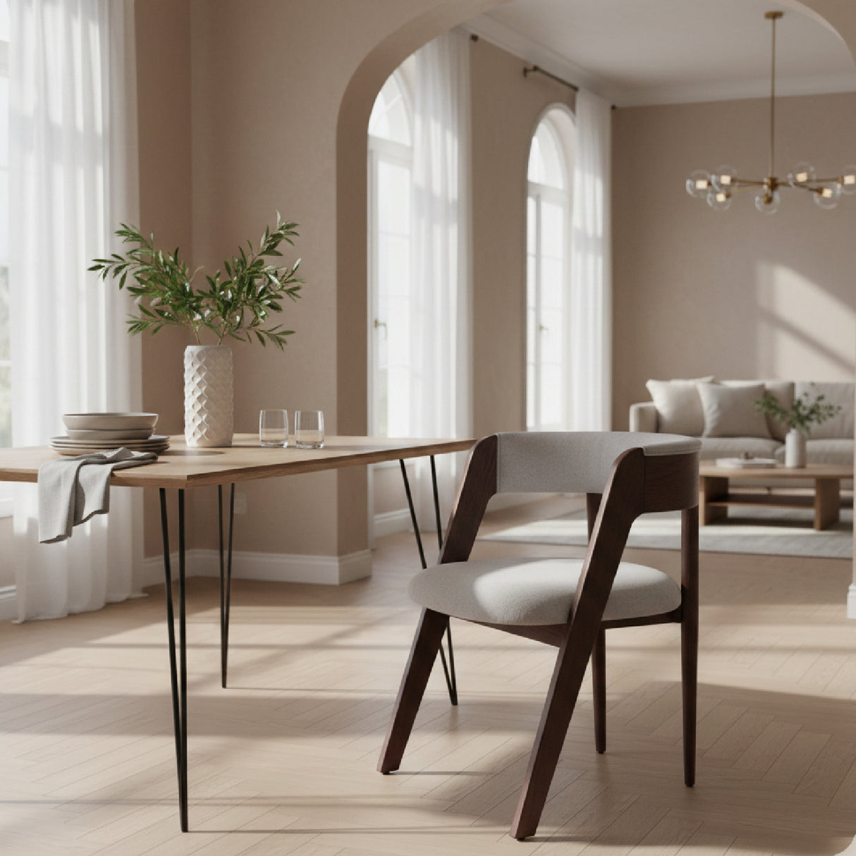   Rounded-Back Walnut Dining Chairs (2) | Oroa.com