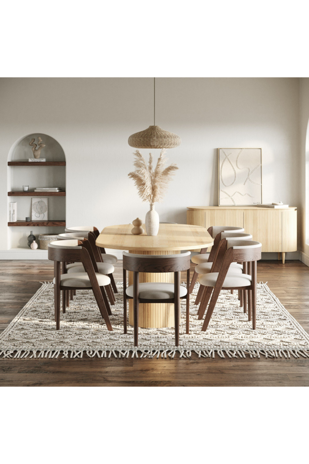   Oak 4-Door Oval Sideboard | Oroa.com
