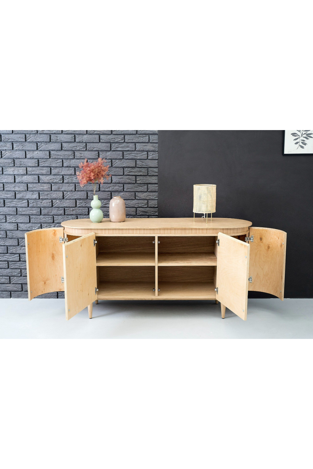   Oak 4-Door Oval Sideboard | Oroa.com
