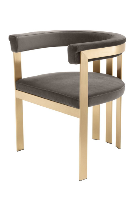   Curved Gray Velvet Accent Chair | Oroa.com