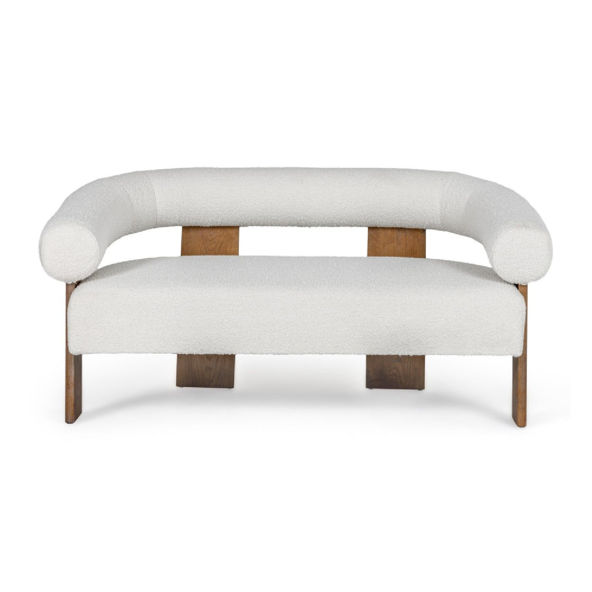  Oak-Framed White Loveseat | Oroa.com
