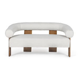   Oak-Framed White Loveseat | Oroa.com