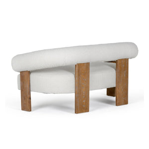   Oak-Framed White Loveseat | Oroa.com