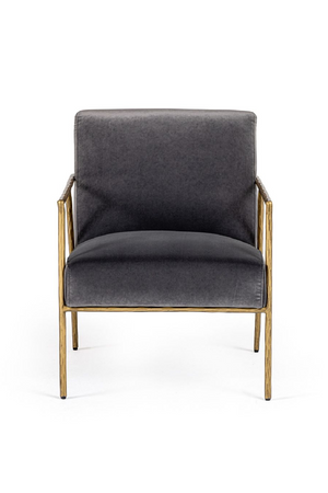   Gold-Framed Gray Velvet Accent Chair | Oroa.com