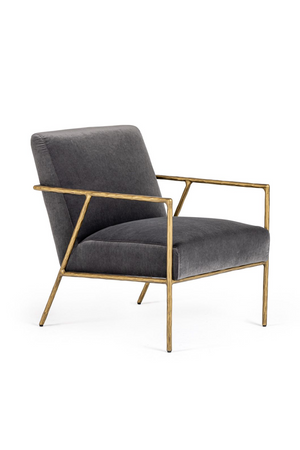   Gold-Framed Gray Velvet Accent Chair | Oroa.com
