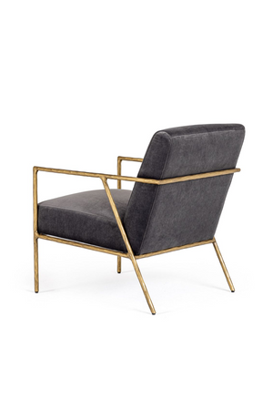   Gold-Framed Gray Velvet Accent Chair | Oroa.com