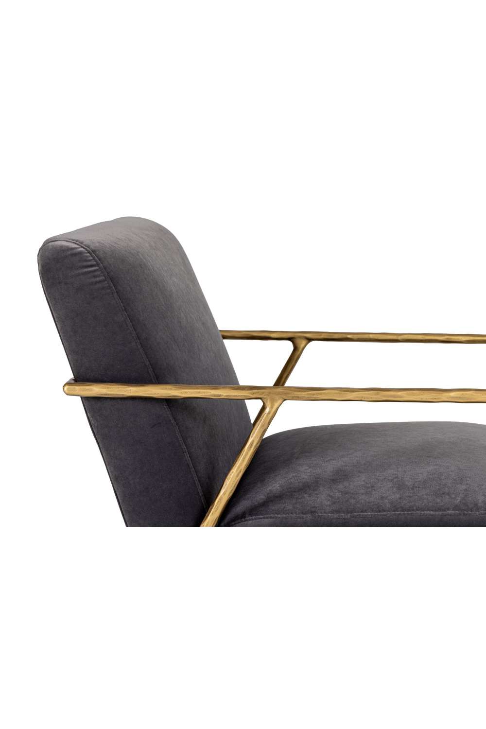   Gold-Framed Gray Velvet Accent Chair | Oroa.com