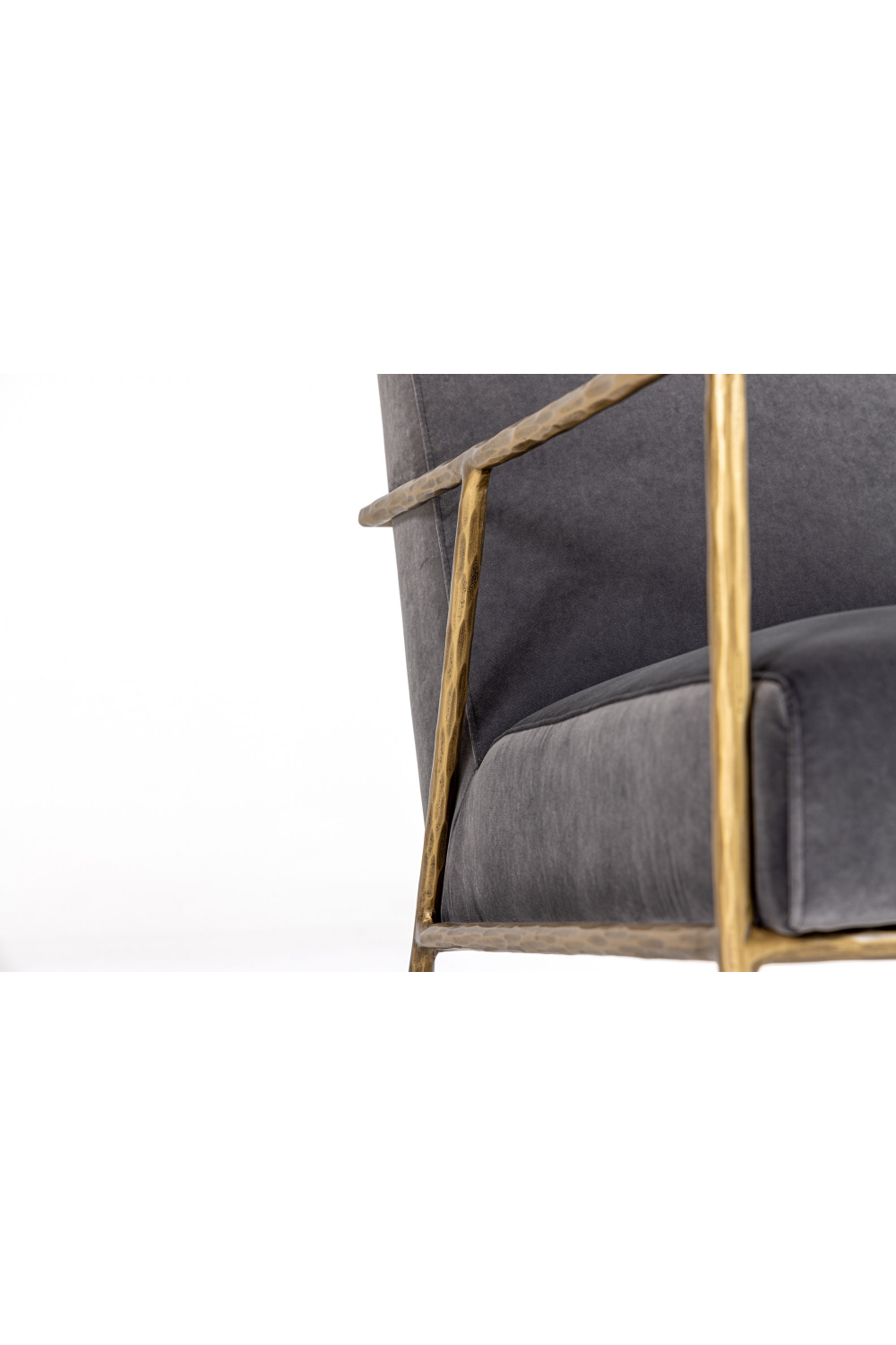   Gold-Framed Gray Velvet Accent Chair | Oroa.com
