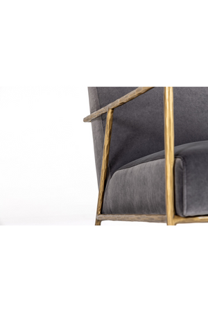   Gold-Framed Gray Velvet Accent Chair | Oroa.com