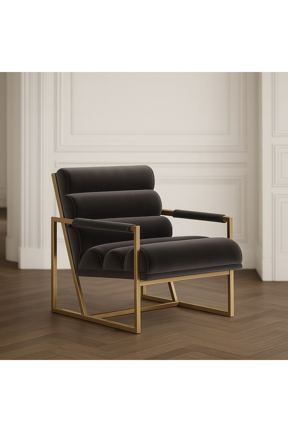   Gray Velvet Lounge Chair | Oroa.com
