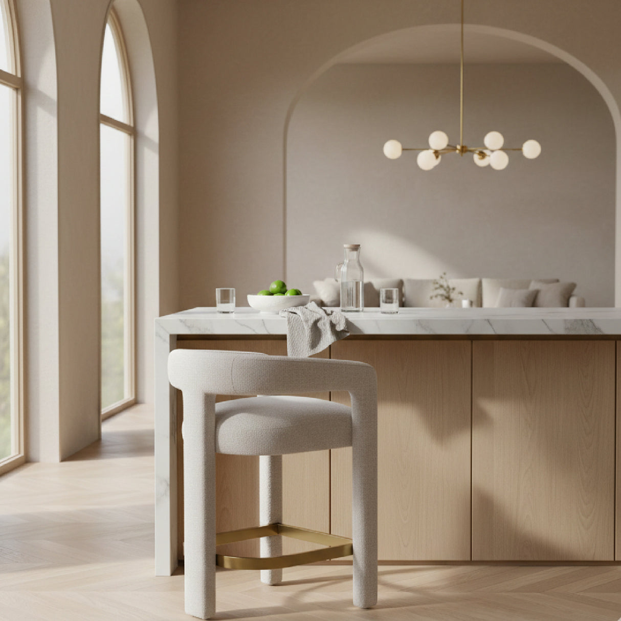   Beige Curved Counter Chair | Oroa.com