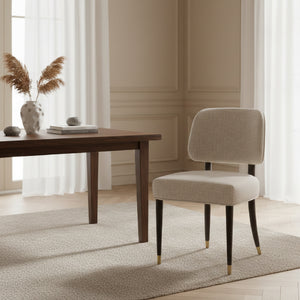   Oak Framed Beige Side Chair | Oroa.com