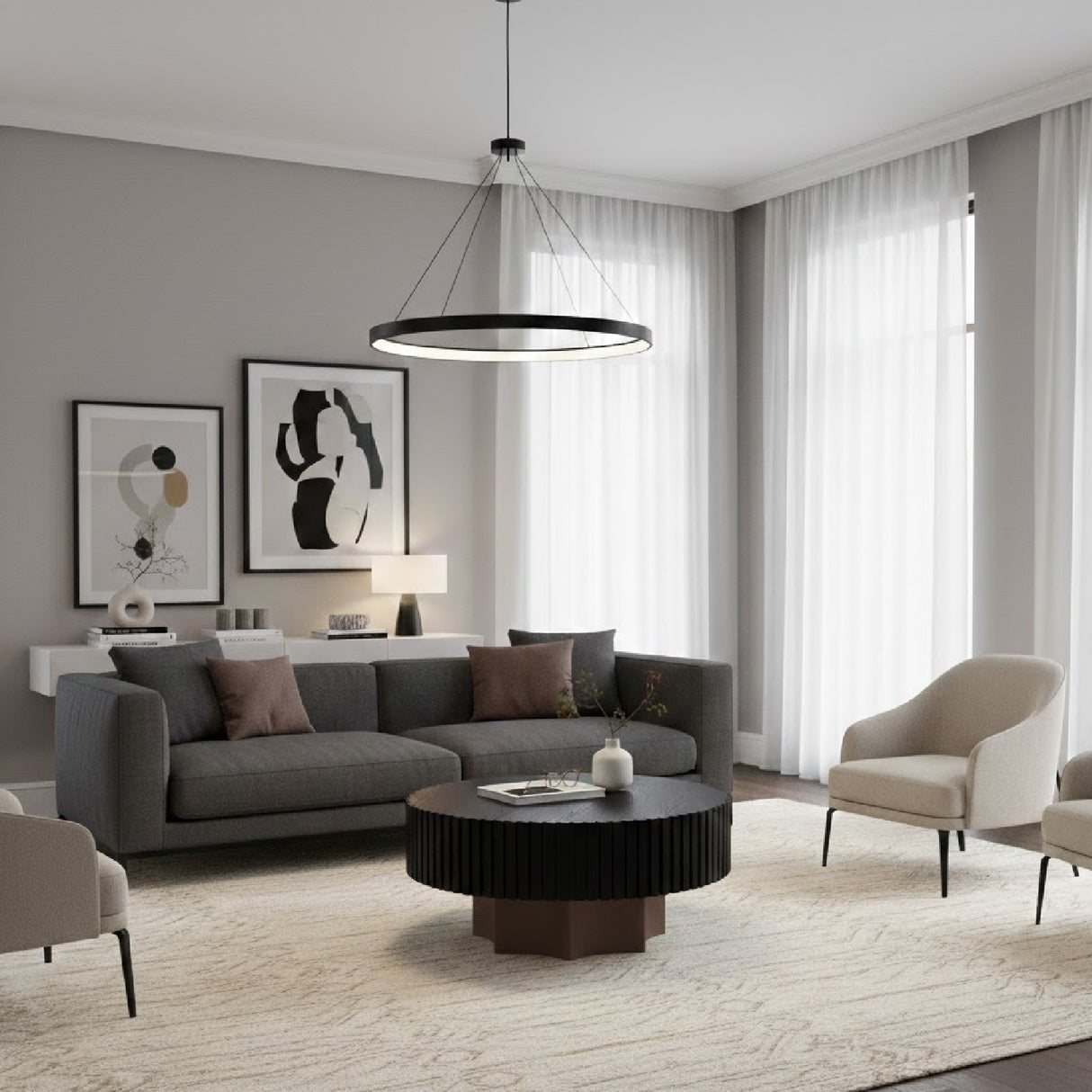   Black Mirror Round Coffee Table | Oroa.com