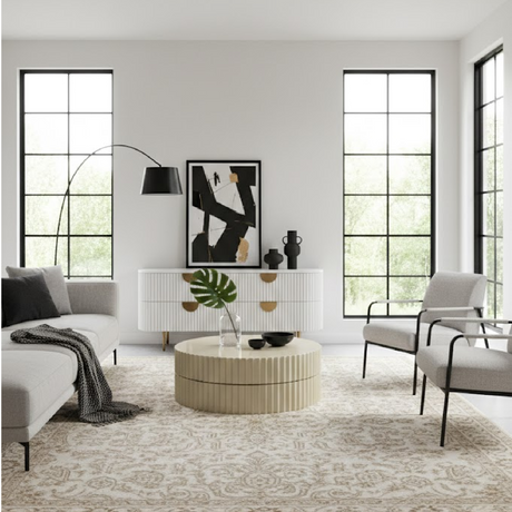   Glossy Taupe Fluted Coffee Table | Oroa.com