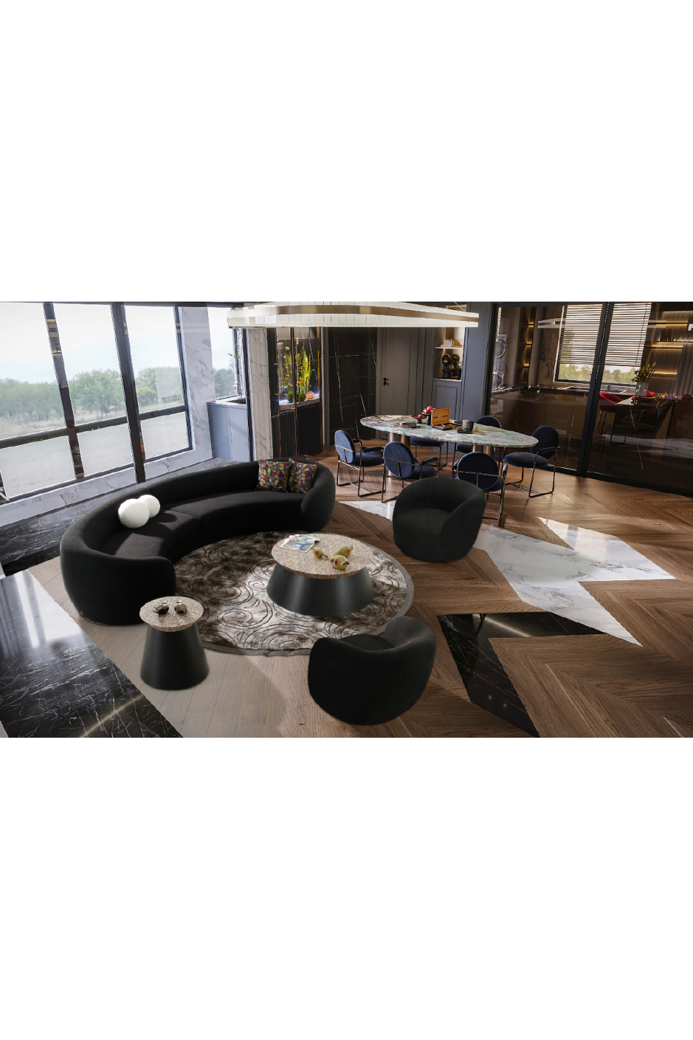   Black Curved Sectional Sofa | Oroa.com