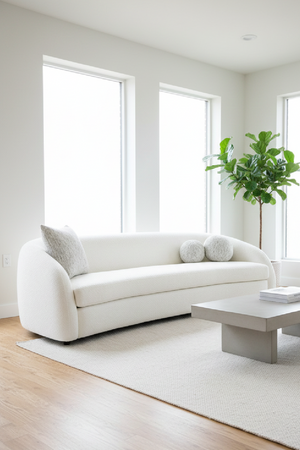   Curved White 4-Seater Sofa | Oroa.com