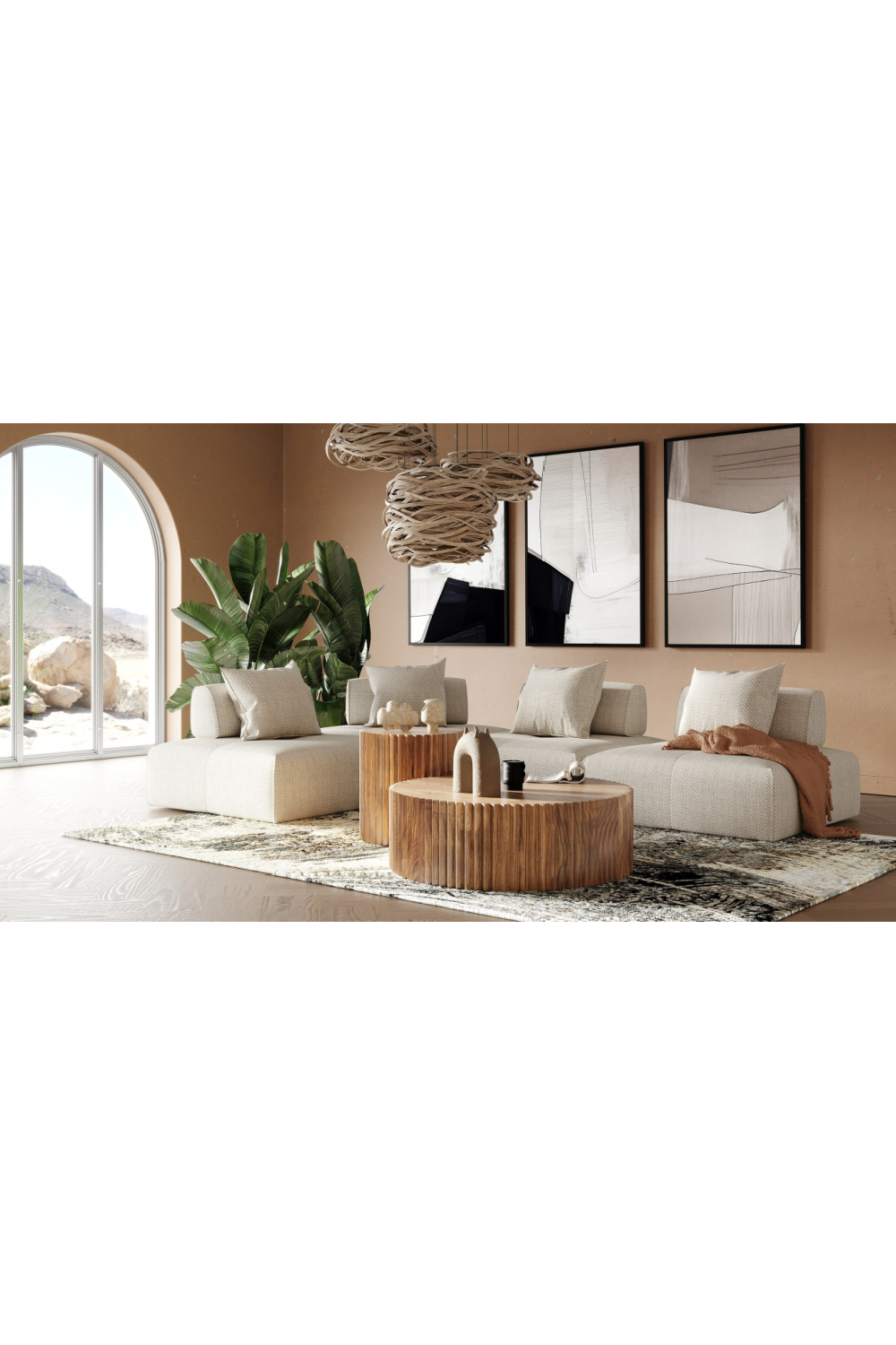   Beige Square Modular Accent Chair | Oroa.com