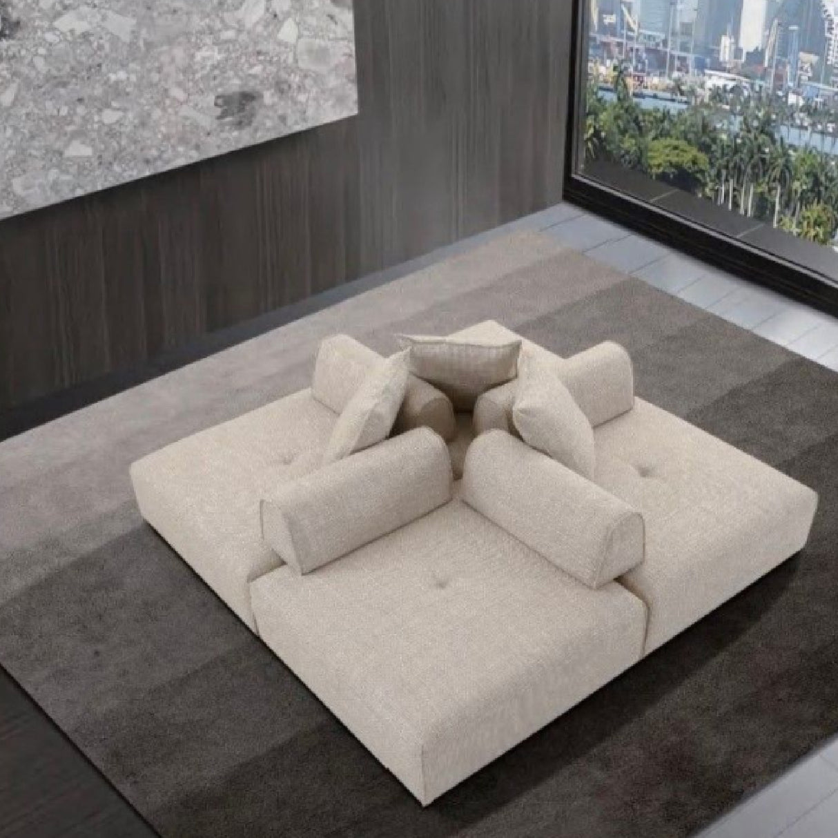   Beige Square Modular Accent Chair | Oroa.com