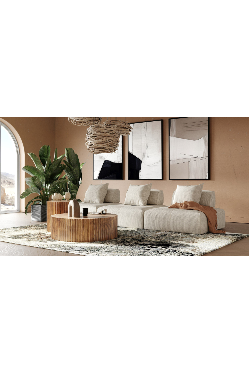   Beige Square Modular Accent Chair | Oroa.com