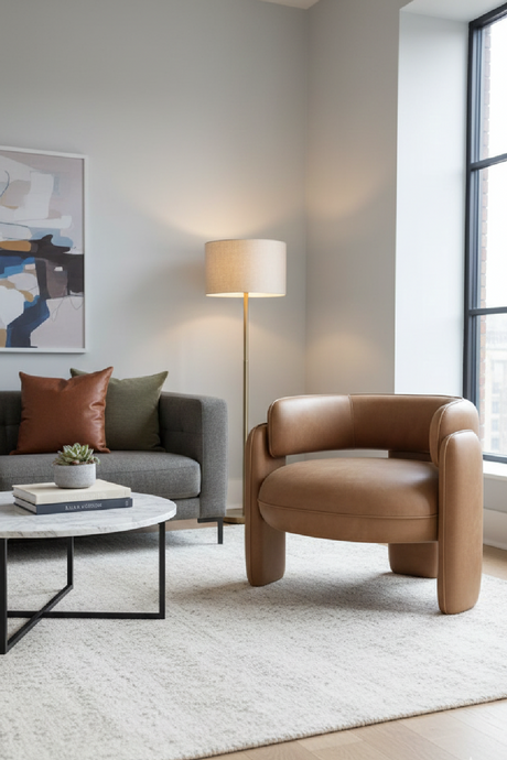   Brown Leather Accent Chair | Oroa.com