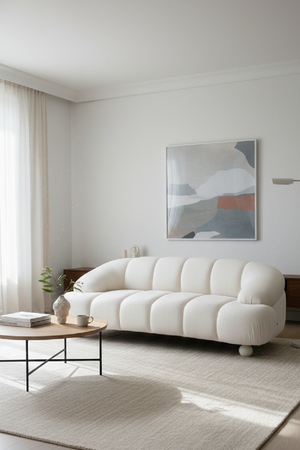   White Channeled Loveseat | Oroa.com